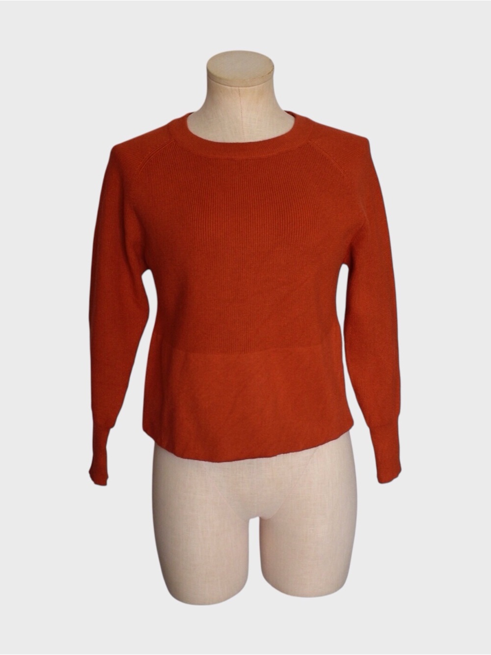 Orange Raglan Pullover Cropped Sweater